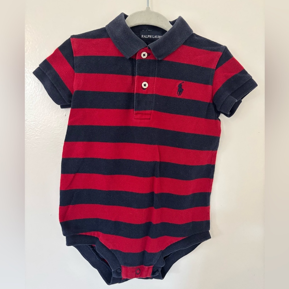 Striped polo onsie